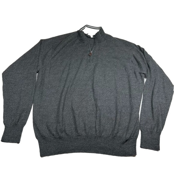 Peter Millar 1/4 Zip Pullover Mens 2XL Black Merino Wool Silk Blend Jacket Golf‎ - Picture 1 of 13